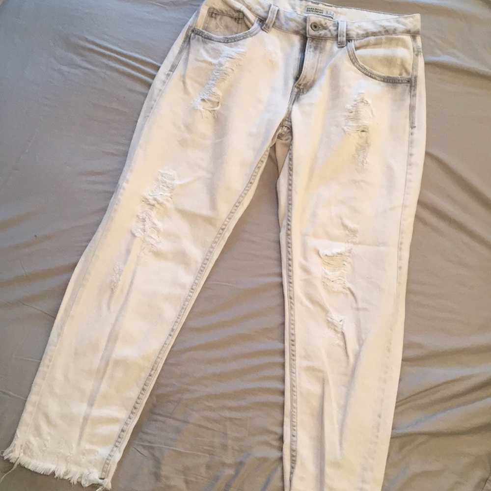 Zara Basic Denim Ripped Jeans